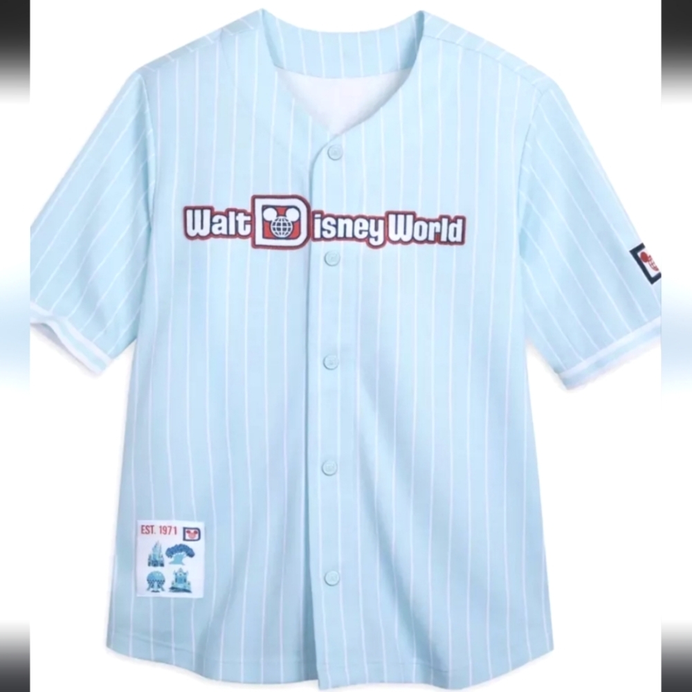 Disneys Walt Disneyworld Est. 71 Blue Stripe Shortsleeve Baseball Jersey